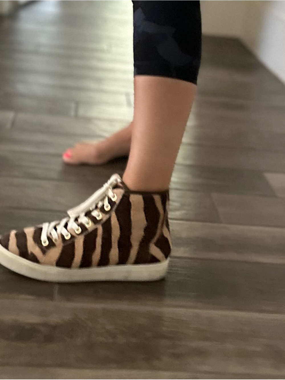 Ann Taylor Zebra-Print High-Top Sneakers